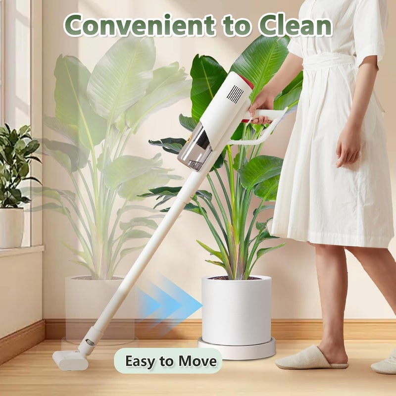MCleanPin 2 Pack Plant Caddy with Hidden Wheels, 10" Heavy Duty Rolling Plant Stand with Removable Drainage Tray and Silent Casters Round Flower Pot Mover Planter Dolly for Indoor Outdoor White - Image 5
